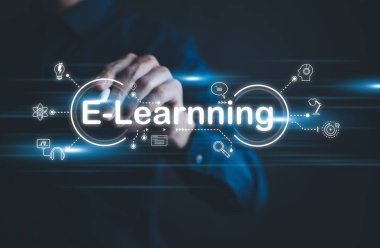 Eðitim çevrimiçi veya E-öğrenim konsepti, E-öğrenim sertifikası ve çevrimiçi eðitim öðrenim atölyesi eðitimi, dijital kurslar fikir geliþtirme becerileri, internet üzerinden video dersi.