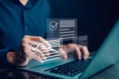 Online anket, dizüstü bilgisayarla kontrol listesi, Belge Yönetimi Kontrol Sistemi, çevrimiçi belge veritabanı ve işlem yönetimi dosyaları.