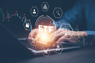 ETF borsa borsası borsa yatırım konsepti. Yatırım Stratejisi, Analiz Çizelgesi ve Ağ Üzerinde Mali Performans.