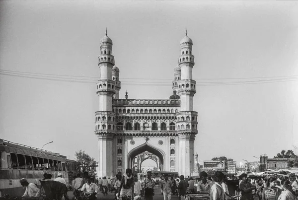 2021 Vintage Preto Branco Foto Charminar Hyderabad Andhra Pradesh Índia — Fotografia de Stock