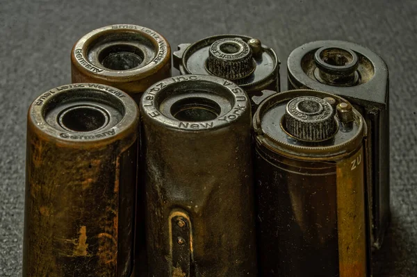 Září 2017 Selektivní Zaměření Vintage Brass Leica Ernst Leitz Contax — Stock fotografie