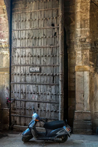 stock image 01 12 2017 Vintage Wooden entrance gate of bhadra fort, ahmedabad, Gujarat, India, Asia