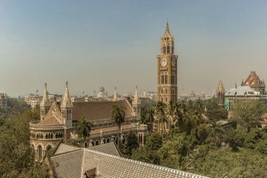 04 29 2011 Vintage Old Rajabai Saat Kulesi Watson Hotel 'den şimdi Kala Ghoda Mumbai Maharashtra Hindistan' daki Esplanade Konakları