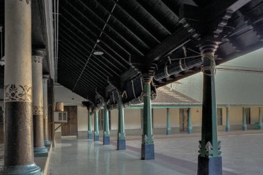 08 22 2009 Veranda in Vintage Architectura Heritage.Old Wooden House at Chettinad near Karaikudi Tamil Nadu India