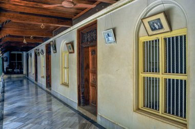 08 22 2009 Veranda in Vintage Architectura Heritage.Old Wooden House at Chettinad near Karaikudi Tamil Nadu India