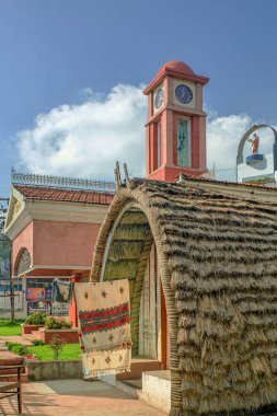 26 Oct 2009 Clock Tower at Charing Cross, Toda Tribal cultural centre building-Udhagamandalam Ooty Tamil Nadu India.