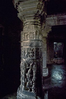 04 16 2009 Black stone Carved sculptor Inside The Godeshwar Temple Sinner Town district Nasik Maharashtra India