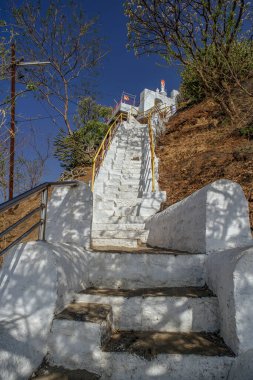 04 16 2009 Stone Steps Going Down From Cave Temple Digambar Jain Gajpantha Pahad Mhasrul Near Nashik District Nashik Maharashtra India.