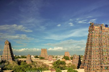 08 23 2009 Gopuram of Meenakshi Sundareswarar Temple or Meenakshi Amman TempleBuilt in 1600 AD Deity.Meenakshi Parvati Maduri Tamil Nadu India.