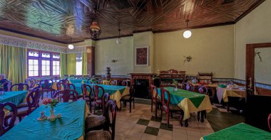 09 08 2007 Vintage Interior of an old colonial Tourist Guest House Ceylon Sri Lanka Asia.