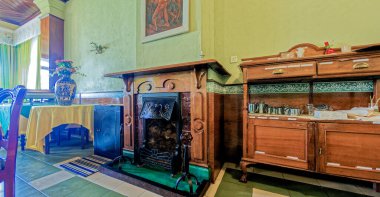 09 08 2007 Vintage Interior of an old colonial Tourist Guest House Ceylon Sri Lanka Asia.