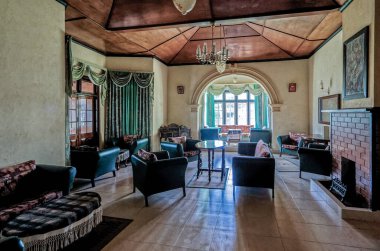 09 08 2007 Vintage Interior of an old colonial Tourist Guest House Ceylon Sri Lanka Asia.