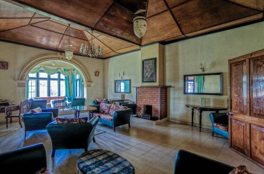 09 08 2007 Vintage Interior of an old colonial Tourist Guest House Ceylon Sri Lanka Asia.