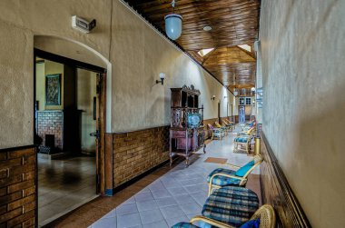09 08 2007 Vintage Interior of an old colonial Tourist Guest House Ceylon Sri Lanka Asia.