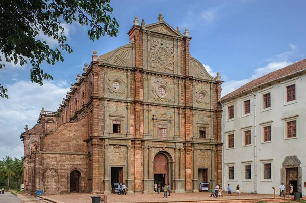 stock image 06 09 2009 Baroque architecture UNESCO World heritage site Basilica of Bom Jesus mad of Red Laterite Chira Jambha stone used in Old Goa Velha Goa India.