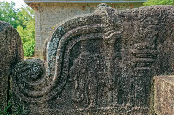 2007 Каменная Резьба Ступеньках Скального Храма Исурумуния Анурадхапуре Шри Ланка — стоковое фото