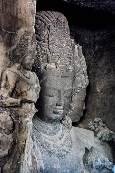 2006 Höhlentempel Skulptur Von Shiva Trimurti Aus Dem Jahrhundert Unesco — Stockfoto