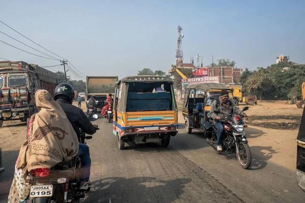 stock image 12 22 2014 Trucke and Transportesen on Grand Trunk Road On the way to Maa Tara Chandi Temple Sasaram Bihar India