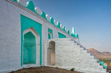  01 14 2009 Vintage Old Colored Idgaha Pray or Namaz On Small Hill at Junnar Village District Pune Maharashtra India Asia.