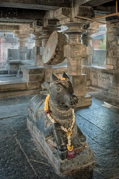 2013 Винтажный Камень Идол Нанди Кудала Сангмешвара Храм Солапур Махараштра — стоковое фото
