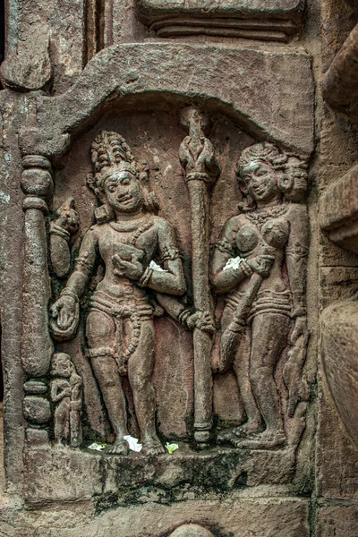 2007 Bas Relief Représentant Dieu Hindou Vishnu Son Épouse Sur — Photo