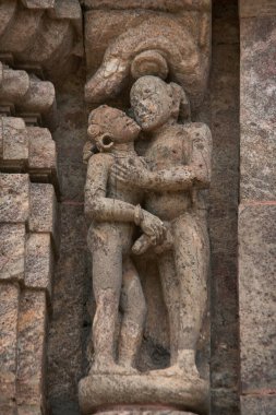 07 23 2007 Vintage Erotic Sculptures on the outer walls of Sun Temple, Konark Orissa Odisha India Asia. clipart