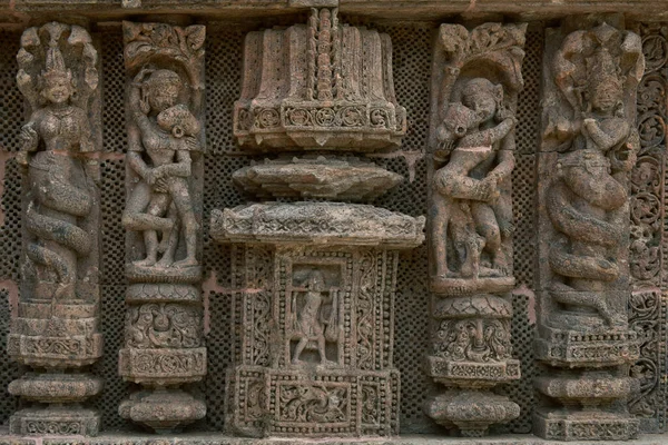 2007 Vintage Erotic Sculptures Outer Walls Sun Temple Konark Orissa — Stock Photo, Image