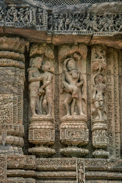 2007 Vintage Erotic Sculptures Outer Walls Sun Temple Konark Orissa — Stock Photo, Image