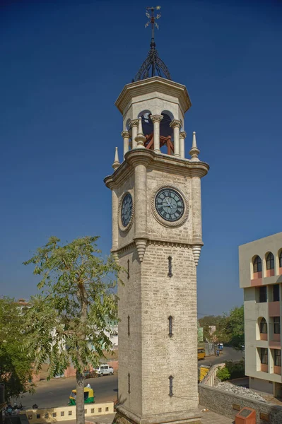 2009 Vintage Historic Jam Clock Tower Rajkot Saurashtra Gujarat Índia — Fotografia de Stock