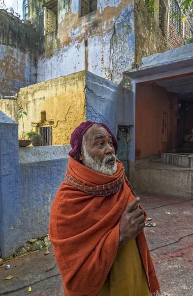 2014 Pomarańczowy Sadhu Indian Monk Holy Man Vintage Mataji Devi — Zdjęcie stockowe