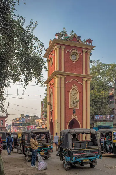 stock image 12 26 2014 Rickshaw Stand near Vintage Rajendra Tower; Dr. Rajendra Prasad Clock Tower  locally known as Tower Chowk Gaya Bihar India Asia.