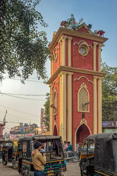2014 Rickshaw Stand Vintage Rajendra Tower Rajendra Prasad Clock Tower — ストック写真
