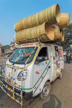 12 23 2014 Bambu Hasat Sepetleri Nalanda Bihar Hindistan Asya.