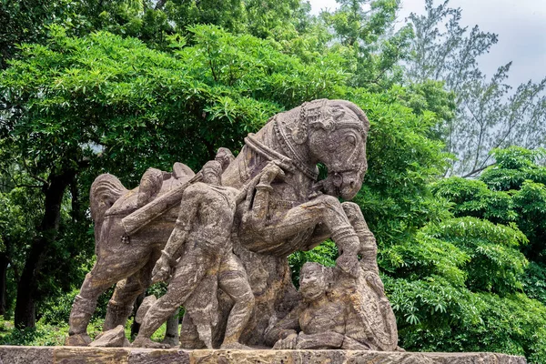 2007 Урожай Пісковик Скульптури Коня Дроблення Солдата Під Час Війни — стокове фото