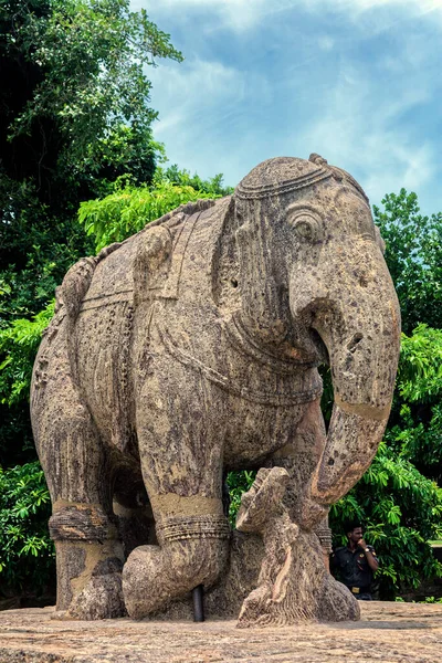 2007 Escultura Piedra Arenisca Vintage Elefante Konark Sun Temple Orissa —  Fotos de Stock