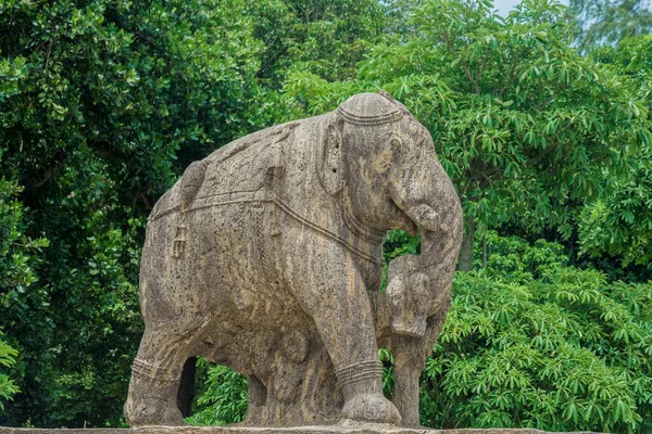 2007 Escultura Piedra Arenisca Vintage Elefante Konark Sun Temple Orissa —  Fotos de Stock