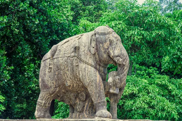 2007 Estatua Elefante Tallada Piedra Arenisca Orissa Konark Sun Temple —  Fotos de Stock