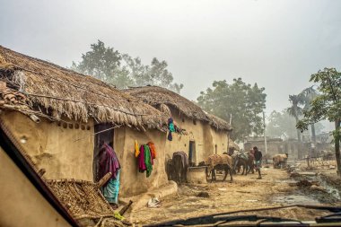 12: 24 2014 Jehanabad ilçesi Makhdumpur köyü yakınlarındaki Barabar Hills 'e tek yönlü yolculuk. Bihar Hindistan Asya.