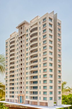 08 18 2009, inşaatçı için Bay S L Dharma tarafından yapılan on sekiz katlı bir konut binasının mimari ölçekli modeli. Chennai Tamil Nadu Hindistan Asya