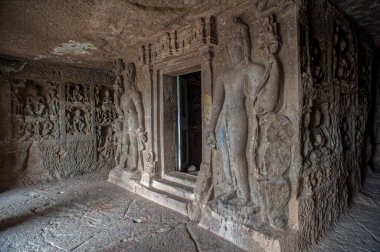09 22 2012 Ancient Entrance Gate, Budist Vihara, Rock Cut Caves, Aurangabad, Maharashtra, Hindistan Asya.