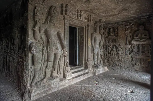 2012 Ancient Entrance Gate Buddhist Vihara Rock Cut Caves Aurangabad — Fotografia de Stock