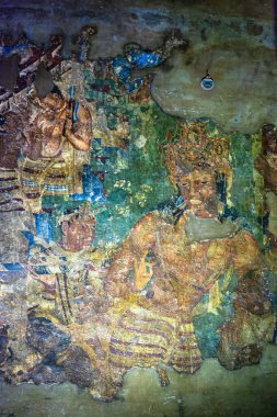 08 19 2008 Vintage Old Vajrapani resim freski Ajanta Mağarası UNESCO 'nun Dünya Mirası Sitesi Aurangabad resmen Chhatrapati Sambhaji Nagar Maharashtra Hindistan Asya.