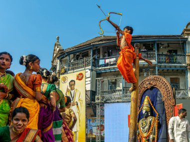 04 09 2024 festival Procession on the famous Girgaon, or Girgaum Jagannath Shankar Sheth Road Mumbai Maharashtra India Asia clipart