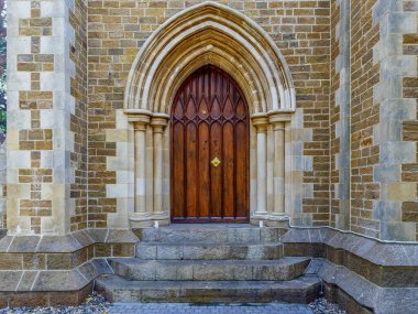 10 23 2024 Vintage Old Wide Gotik kemerleri Afgan Kilisesi Evangelist Aziz John Kilisesi, Donanma Nagar Colaba Mumbai Maharashtra Hindistan