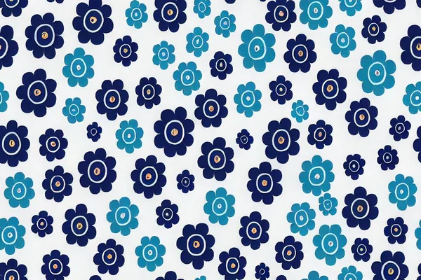 Seamless pattern abstract blue flowers art painting creative hand painted background brush texture acrylic painting. Modern art. Contemporary art.