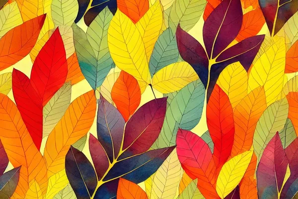 Watercolor pattern of autumn plants. Autumn leaves leaf fall. Modern bright style. You can use a bright print for your design.