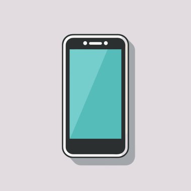 Gri arka planda uzun bir gölgesi olan bir telefon.