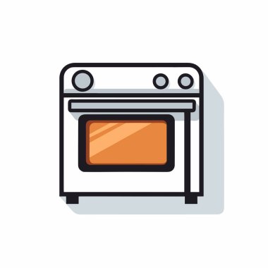 Beyaz arka planda beyaz ve turuncu bir fırın.