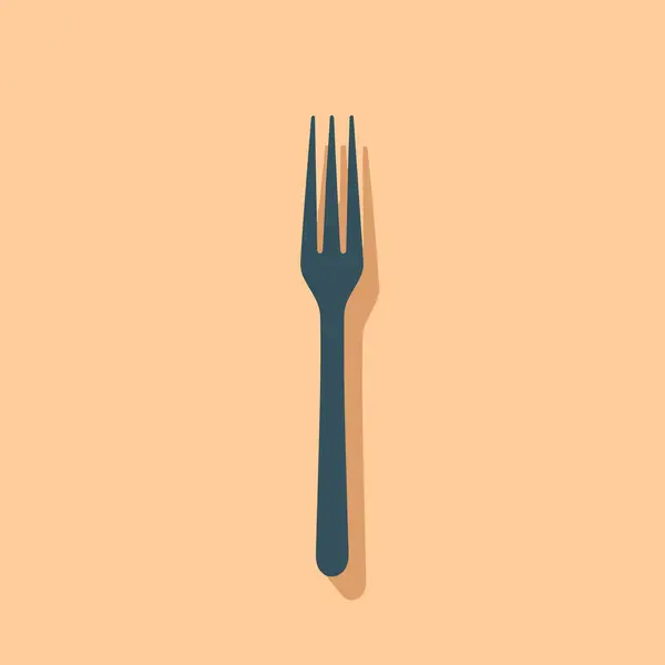 Une Fourchette Avec Une Ombre Sur Fond Beige — Image vectorielle