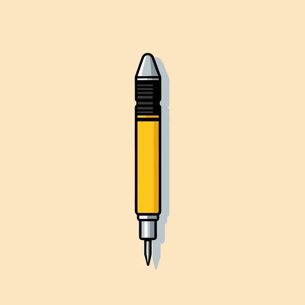 一支黄色钢笔 底色为黑色 底色为黄色 — 图库矢量图片